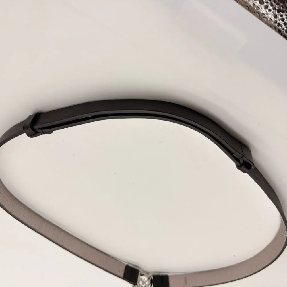 MICHAEL KORS Espresso Brown Genuine Leather Belt - XL - Silver MK Logo Buckle